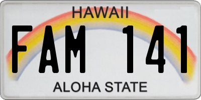 HI license plate FAM141