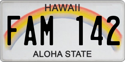 HI license plate FAM142