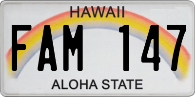 HI license plate FAM147