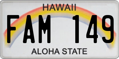 HI license plate FAM149
