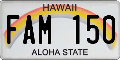 HI license plate FAM150