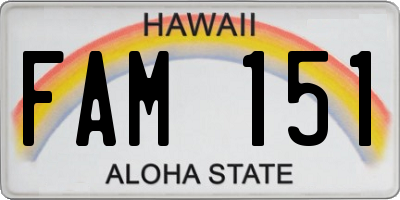 HI license plate FAM151