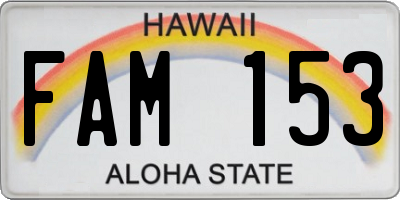 HI license plate FAM153