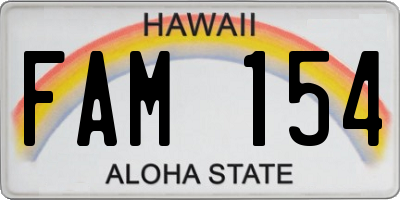 HI license plate FAM154