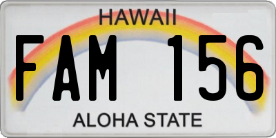 HI license plate FAM156
