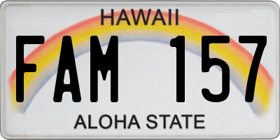 HI license plate FAM157