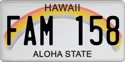 HI license plate FAM158