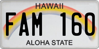 HI license plate FAM160