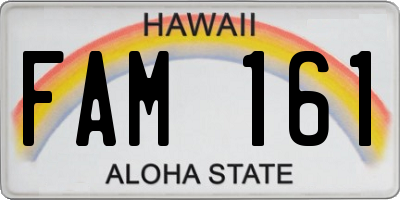 HI license plate FAM161