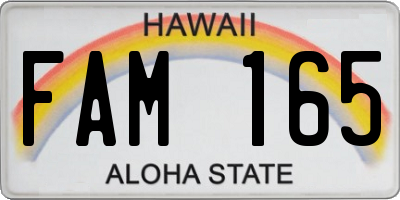 HI license plate FAM165