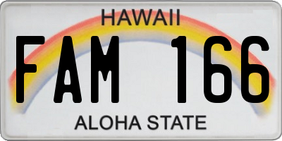 HI license plate FAM166