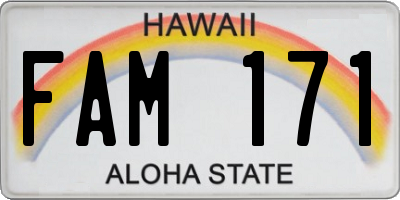 HI license plate FAM171