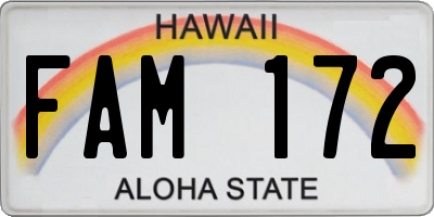 HI license plate FAM172