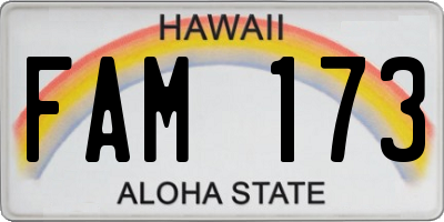 HI license plate FAM173