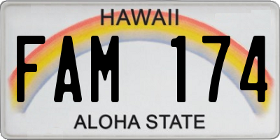 HI license plate FAM174