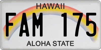 HI license plate FAM175