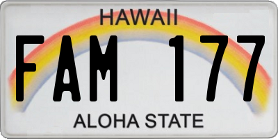 HI license plate FAM177