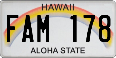 HI license plate FAM178