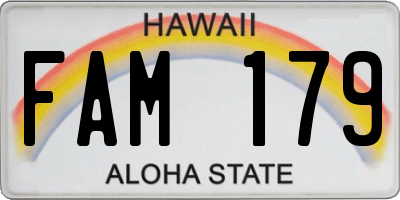 HI license plate FAM179