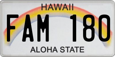 HI license plate FAM180