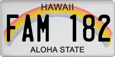 HI license plate FAM182