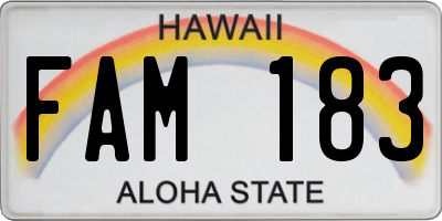 HI license plate FAM183