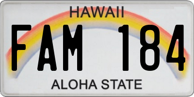 HI license plate FAM184