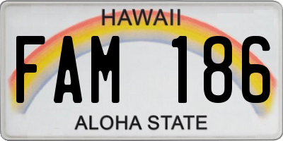 HI license plate FAM186