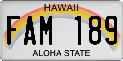 HI license plate FAM189