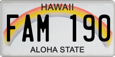 HI license plate FAM190