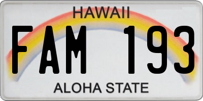 HI license plate FAM193