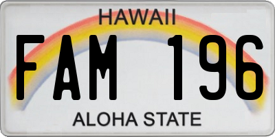 HI license plate FAM196