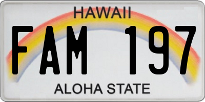 HI license plate FAM197