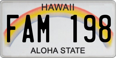 HI license plate FAM198