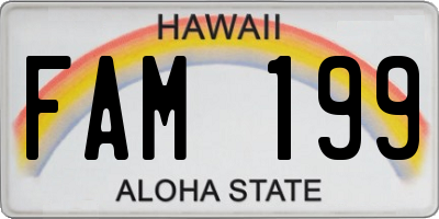 HI license plate FAM199