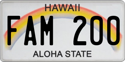 HI license plate FAM200