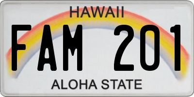 HI license plate FAM201