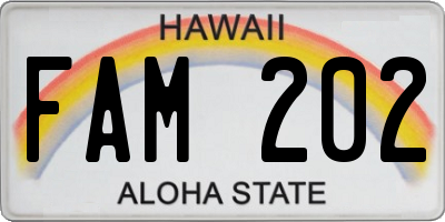 HI license plate FAM202