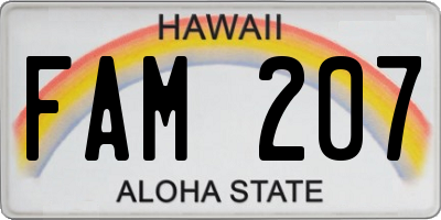 HI license plate FAM207