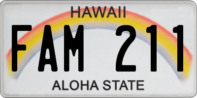 HI license plate FAM211