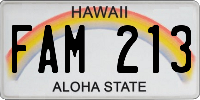 HI license plate FAM213