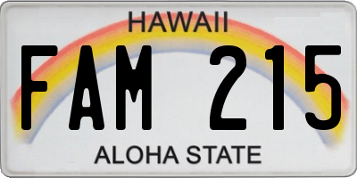 HI license plate FAM215