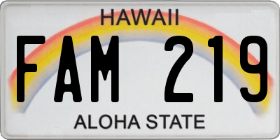 HI license plate FAM219