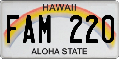 HI license plate FAM220