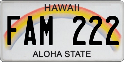 HI license plate FAM222