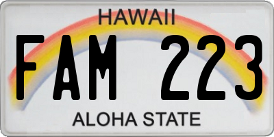 HI license plate FAM223