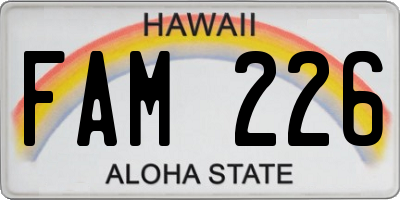 HI license plate FAM226