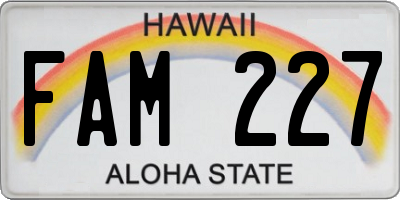 HI license plate FAM227