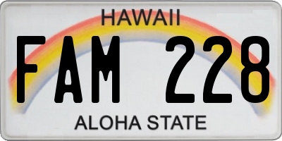 HI license plate FAM228