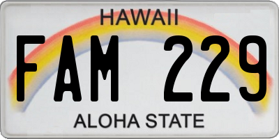 HI license plate FAM229